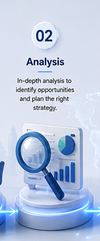 Step 2: Analysis — In-depth analysis to identify opportunities and plan the right strategy.
