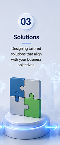 Step 3: Solutions — Designing tailored solutions that align with your business objectives.